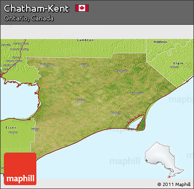 Satellite 3D Map of Chatham-Kent, physical outside