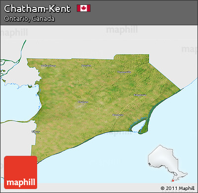 Satellite 3D Map of Chatham-Kent, single color outside