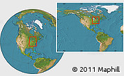 Satellite Location Map of Chatham-Kent, within the entire country