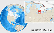 Shaded Relief Location Map of Chatham-Kent, highlighted country