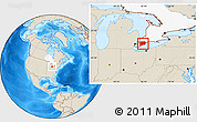 Shaded Relief Location Map of Chatham-Kent, highlighted parent region