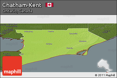 Physical Panoramic Map of Chatham-Kent, darken