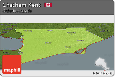 Physical Panoramic Map of Chatham-Kent, darken