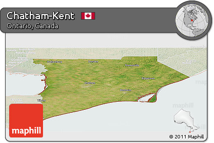 Satellite Panoramic Map of Chatham-Kent, lighten