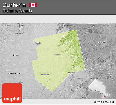 Physical 3D Map of Dufferin, desaturated