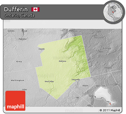Physical 3D Map of Dufferin, desaturated