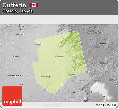 Physical 3D Map of Dufferin, desaturated
