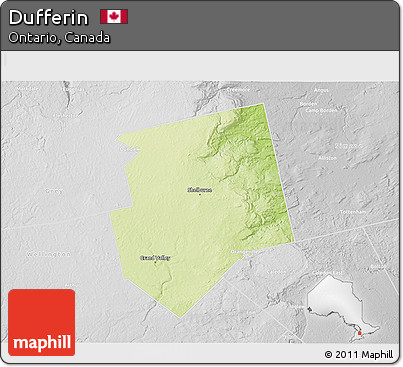 Physical 3D Map of Dufferin, lighten, desaturated