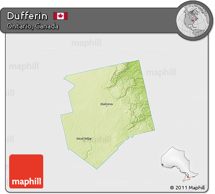 Physical 3D Map of Dufferin, single color outside