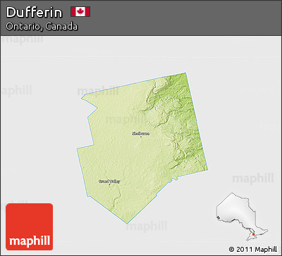 Physical 3D Map of Dufferin, single color outside