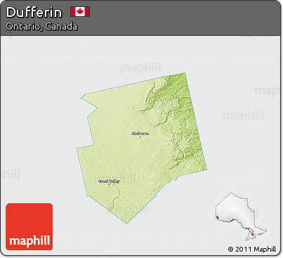 Physical 3D Map of Dufferin, single color outside