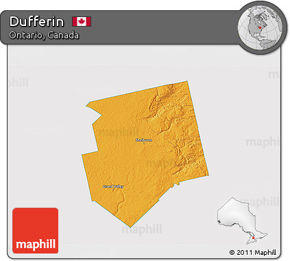Political 3D Map of Dufferin, single color outside
