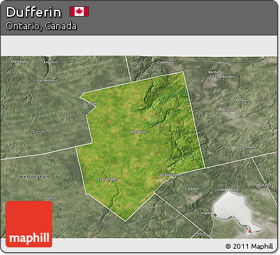 Satellite 3D Map of Dufferin, semi-desaturated