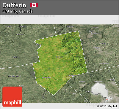 Satellite 3D Map of Dufferin, semi-desaturated