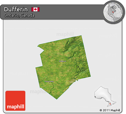 Satellite 3D Map of Dufferin, single color outside