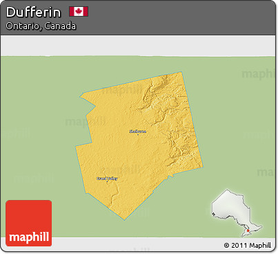 Savanna Style 3D Map of Dufferin, single color outside