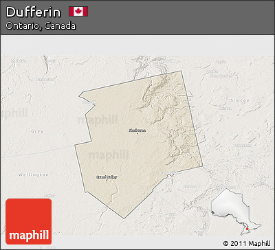 Shaded Relief 3D Map of Dufferin, lighten