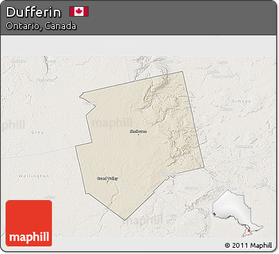 Shaded Relief 3D Map of Dufferin, lighten