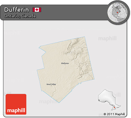 Shaded Relief 3D Map of Dufferin, single color outside