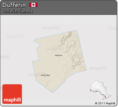 Shaded Relief 3D Map of Dufferin, single color outside