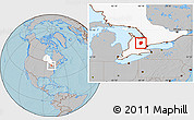 Gray Location Map of Dufferin, highlighted parent region, hill shading