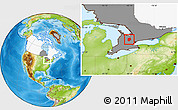 Physical Location Map of Dufferin, highlighted country, highlighted parent region