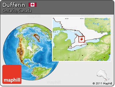 Physical Location Map of Dufferin, highlighted parent region