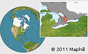 Satellite Location Map of Dufferin, highlighted country, highlighted parent region