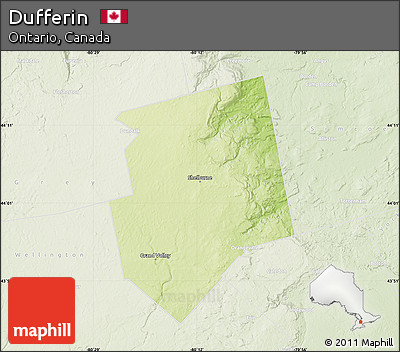 Physical Map of Dufferin, lighten