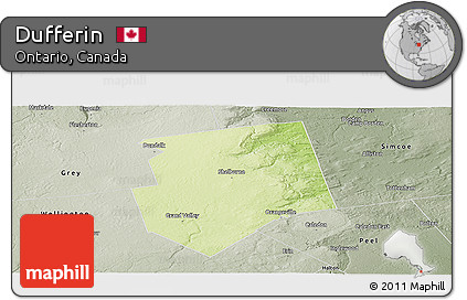 Physical Panoramic Map of Dufferin, semi-desaturated