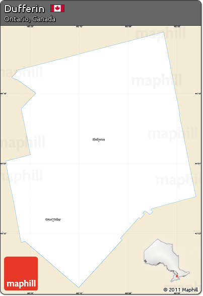 Classic Style Simple Map of Dufferin, single color outside