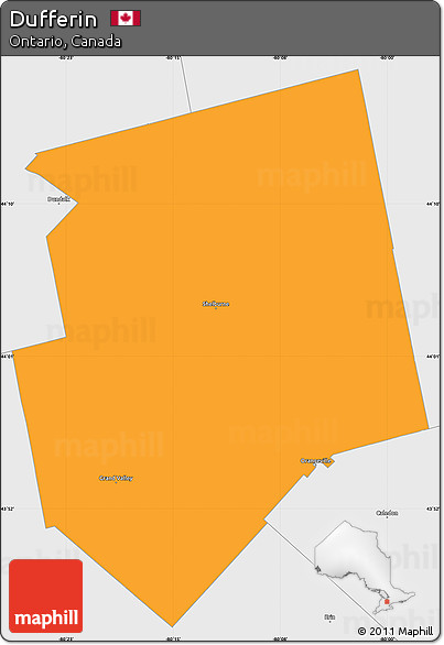Political Simple Map of Dufferin, single color outside, borders and labels