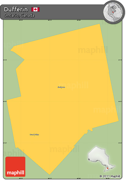 Savanna Style Simple Map of Dufferin, single color outside