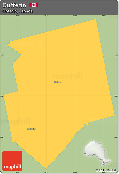 Savanna Style Simple Map of Dufferin, single color outside