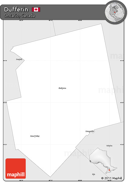 Silver Style Simple Map of Dufferin