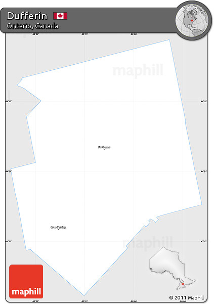 Silver Style Simple Map of Dufferin, single color outside