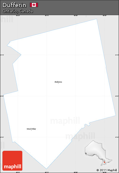 Silver Style Simple Map of Dufferin, single color outside