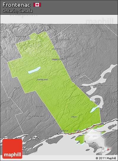 Physical 3D Map of Frontenac, desaturated