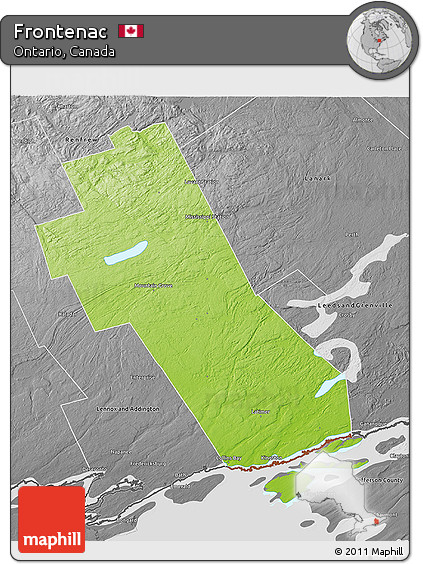 Physical 3D Map of Frontenac, desaturated