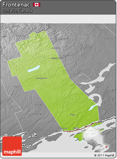 Physical 3D Map of Frontenac, desaturated