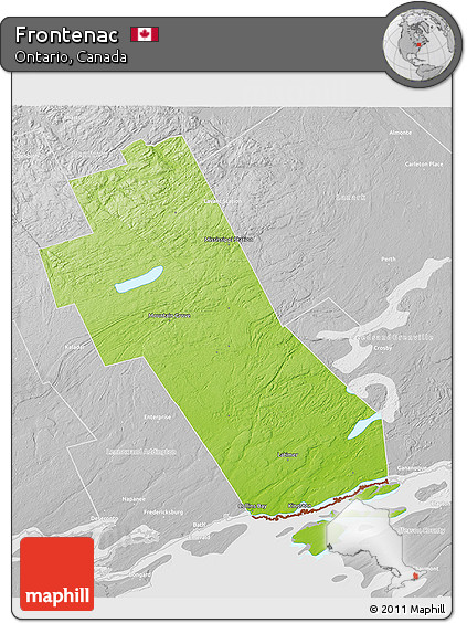 Physical 3D Map of Frontenac, lighten, desaturated