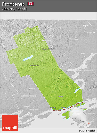 Physical 3D Map of Frontenac, lighten, desaturated