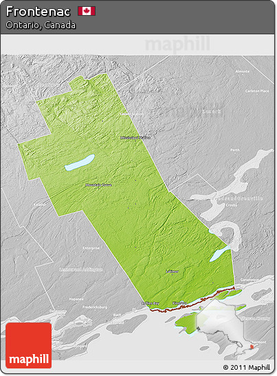 Physical 3D Map of Frontenac, lighten, desaturated