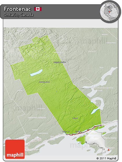 Physical 3D Map of Frontenac, lighten, semi-desaturated
