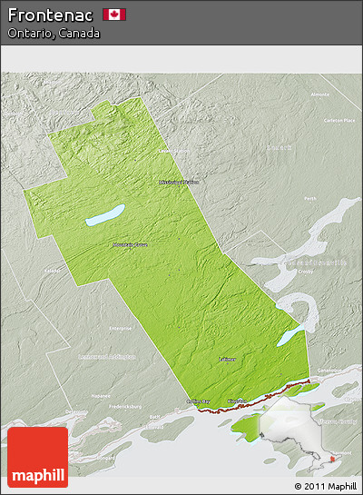 Physical 3D Map of Frontenac, lighten, semi-desaturated