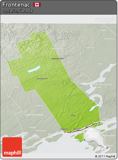 Physical 3D Map of Frontenac, lighten, semi-desaturated