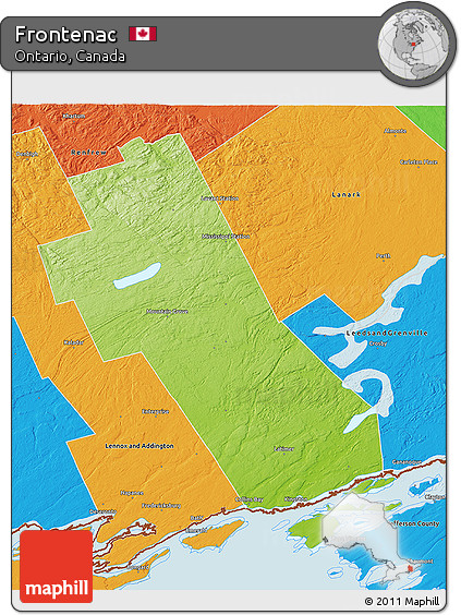 Physical 3D Map of Frontenac, political outside