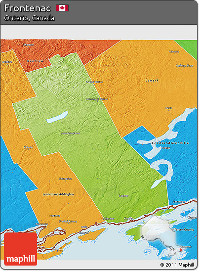 Physical 3D Map of Frontenac, political outside
