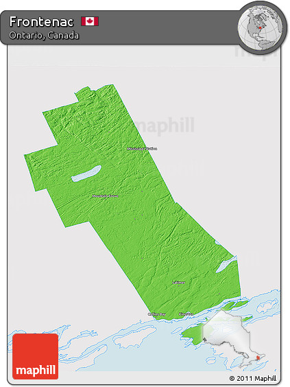 Political 3D Map of Frontenac, single color outside