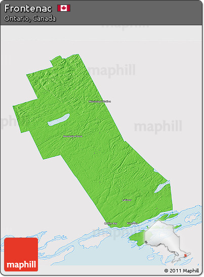 Political 3D Map of Frontenac, single color outside